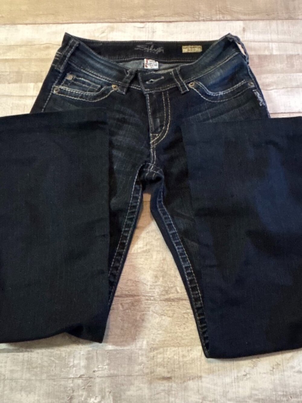 Silver Jeans Women's Black-Dark Indigo Boot Cut Jeans